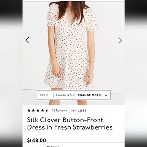 Madewell Silk Clover Button-Front Dress in Fresh Strawberries 4